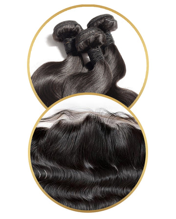 3 BUNDLE DEAL W/ 13X4 FRONTAL (PRE-PLUCKED)